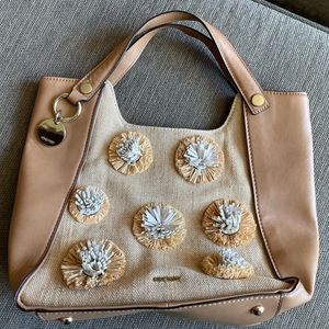 Cute Nine West Flower Handbag Tote Bag Purse EUC